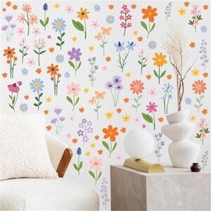 Flower Wall Decals 102 Pcs Spring Wildflower Stickers Peel Stick Girls Bedroom